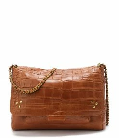 JEROME DREYFUSS Sac Lulu M Cuir Croco Whisky