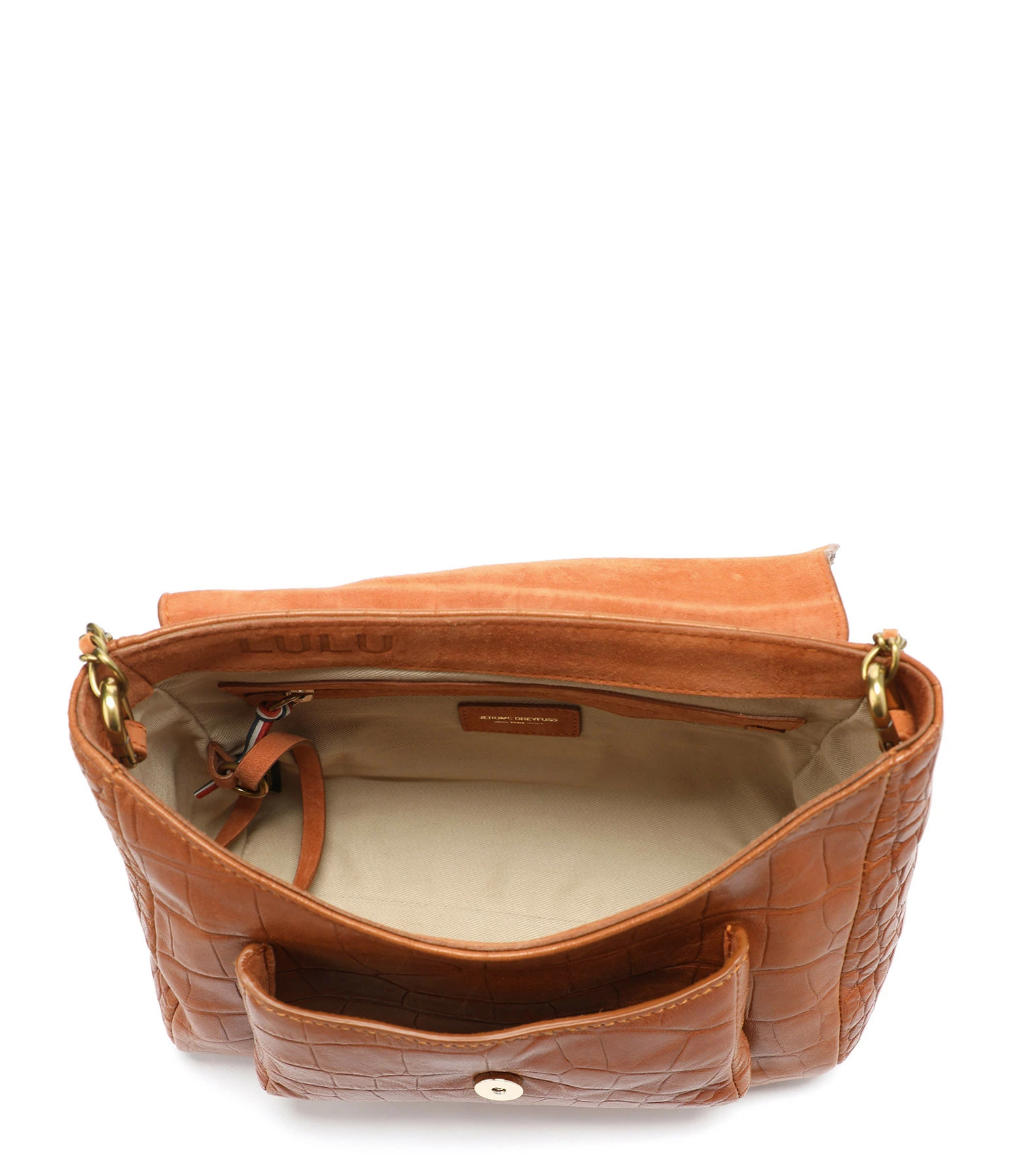 JEROME DREYFUSS Sac Lulu M Cuir Croco Whisky 6 JEROME DREYFUSS Sac Lulu M Cuir Croco Whisky – Image 4