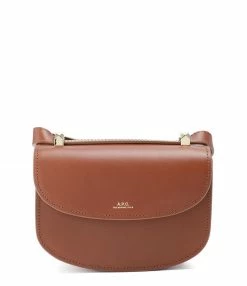 A.P.C. Sac Genève Mini Cuir Lisse Noisette