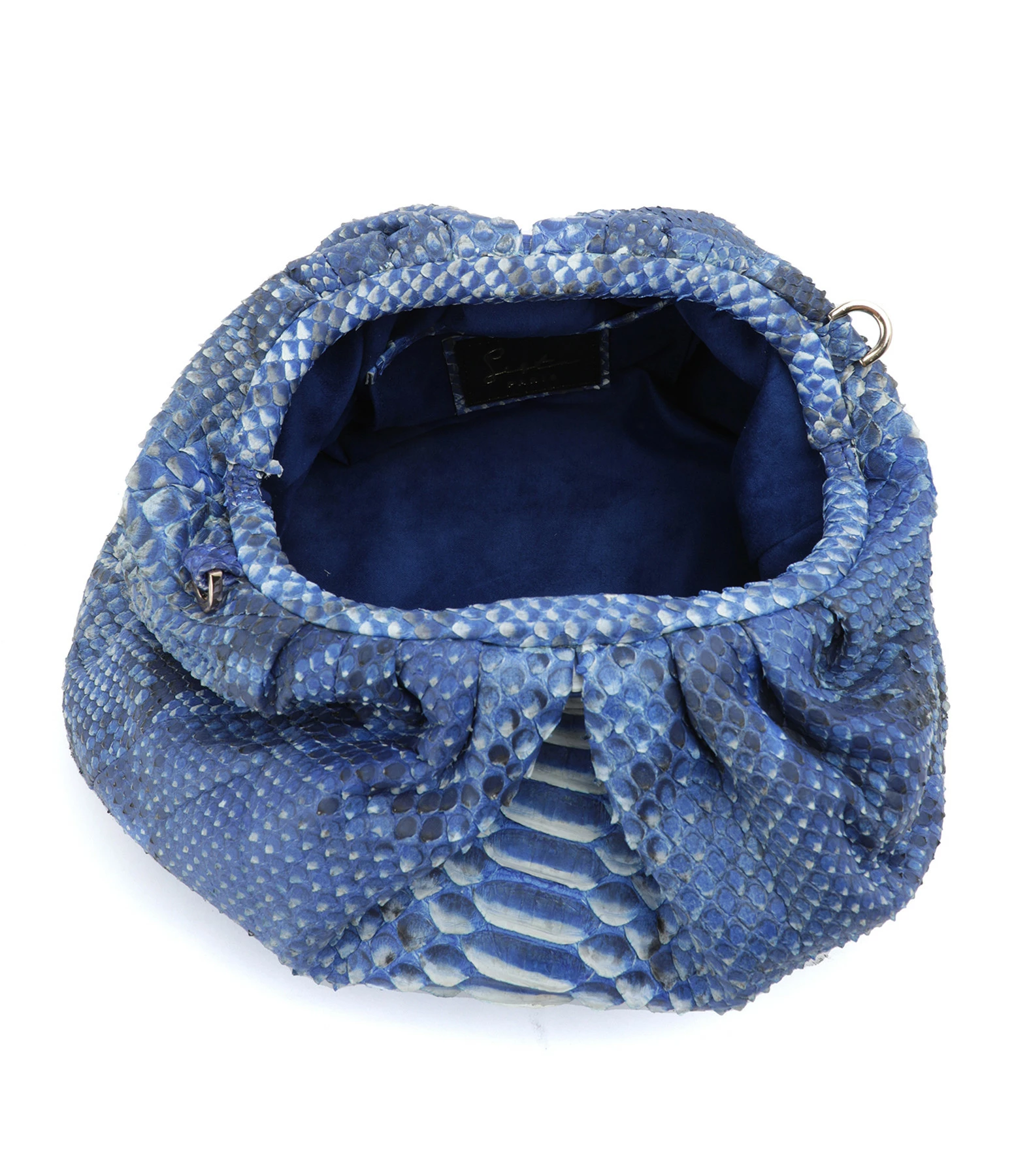 SISTA PARIS Sac Big Uniq Cuir Souple Python Bleu Jean 5 SISTA PARIS Sac Big Uniq Cuir Souple Python Bleu Jean – Image 3