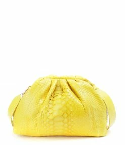 SISTA PARIS Sac Big Uniq Cuir Souple Python Jaune Citron