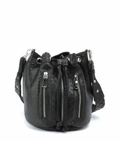 SISTA PARIS Sac Amber Python Noir Argenté