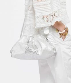 SISTA PARIS Sac Big Uniq Cuir Souple Python Blanc Argenté -jerome dreyfuss shop unnamed file 2505