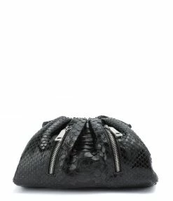 SISTA PARIS Sac Baby Uniq Cuir Souple Python Zip Noir