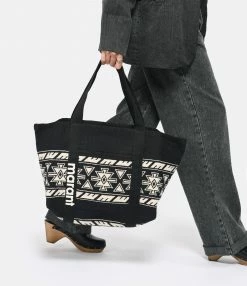 ISABEL MARANT Cabas Darwen Coton Noir Écru -jerome dreyfuss shop unnamed file 253