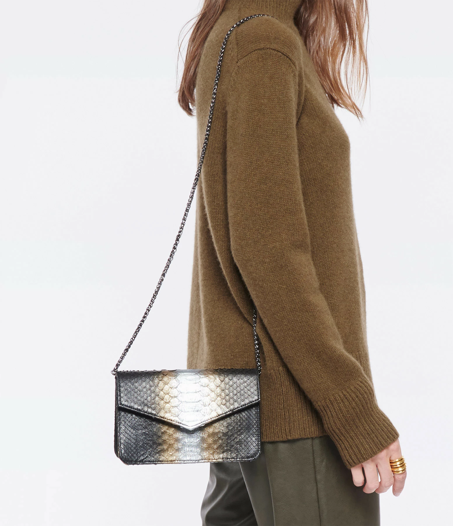 SISTA PARIS Sac Sam Cuir Python Noir Métallique 4 SISTA PARIS Sac Sam Cuir Python Noir Métallique – Image 2