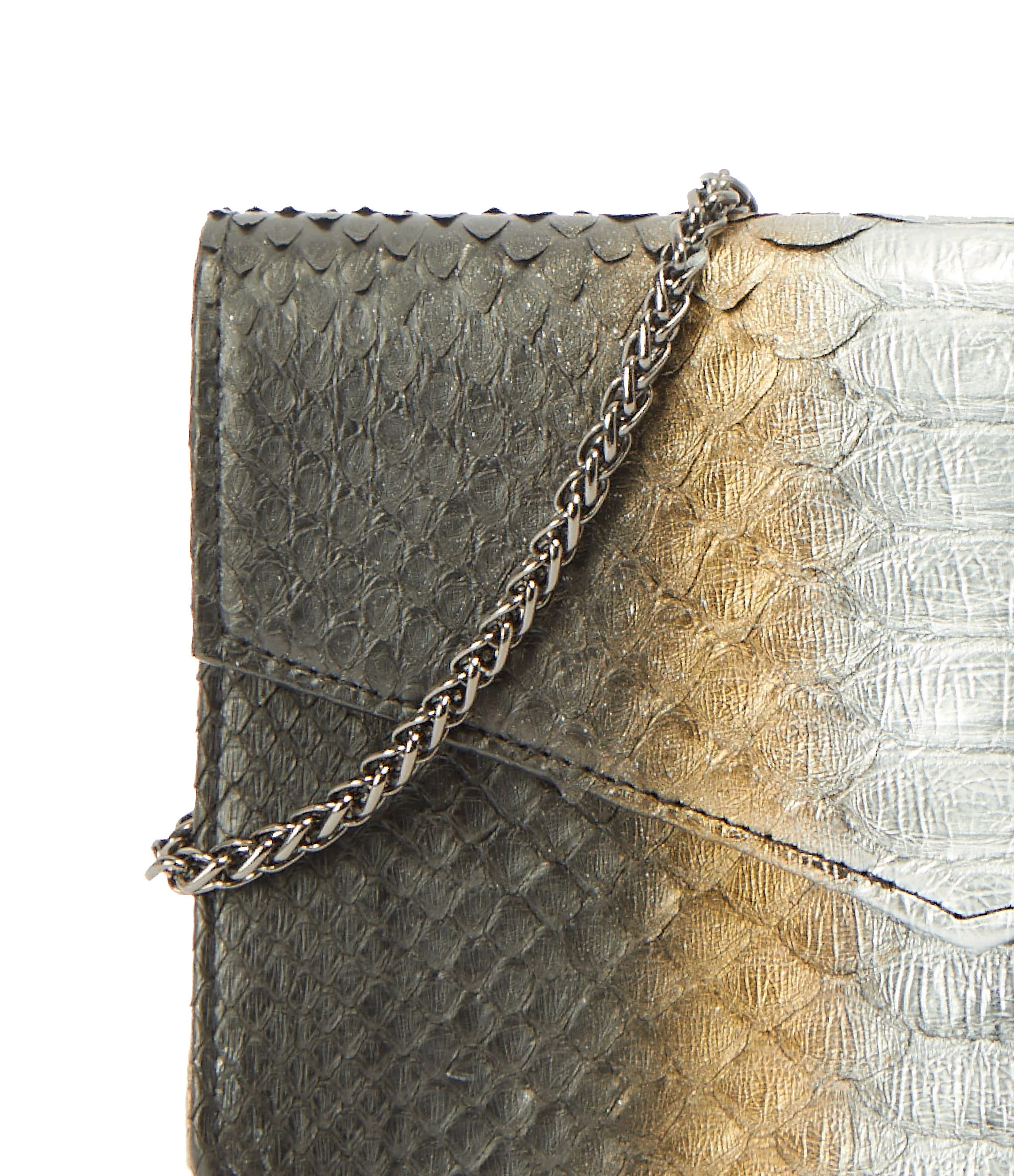 SISTA PARIS Sac Sam Cuir Python Noir Métallique 7 SISTA PARIS Sac Sam Cuir Python Noir Métallique – Image 5