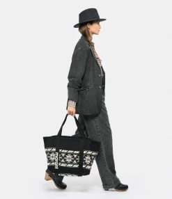 ISABEL MARANT Cabas Darwen Coton Noir Écru -jerome dreyfuss shop unnamed file 254