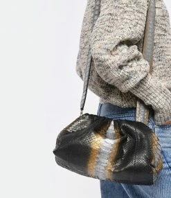 SISTA PARIS Sac Big Uniq Cuir Souple Python Noir Métallique -jerome dreyfuss shop unnamed file 2627