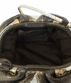 SISTA PARIS Sac Baby Uniq Cuir Souple Python Noir Métallique -jerome dreyfuss shop unnamed file 2638