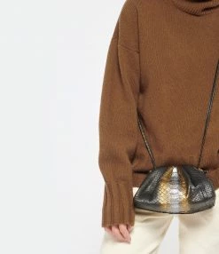 SISTA PARIS Sac Baby Uniq Cuir Souple Python Noir Métallique -jerome dreyfuss shop unnamed file 2640