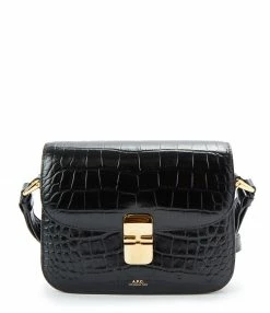 A.P.C. Sac Grace Small Cuir Embossé Croco Noir