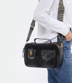 CLARIS VIROT Sac César Python Noir -jerome dreyfuss shop unnamed file 2678