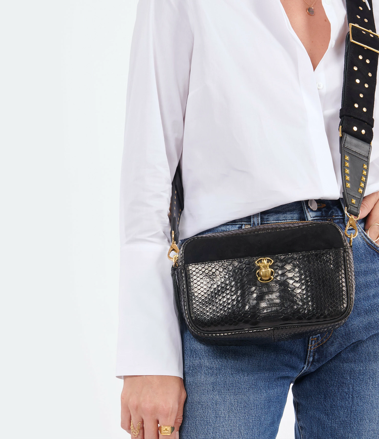 CLARIS VIROT Sac Lily Python Noir 7 CLARIS VIROT Sac Lily Python Noir – Image 5