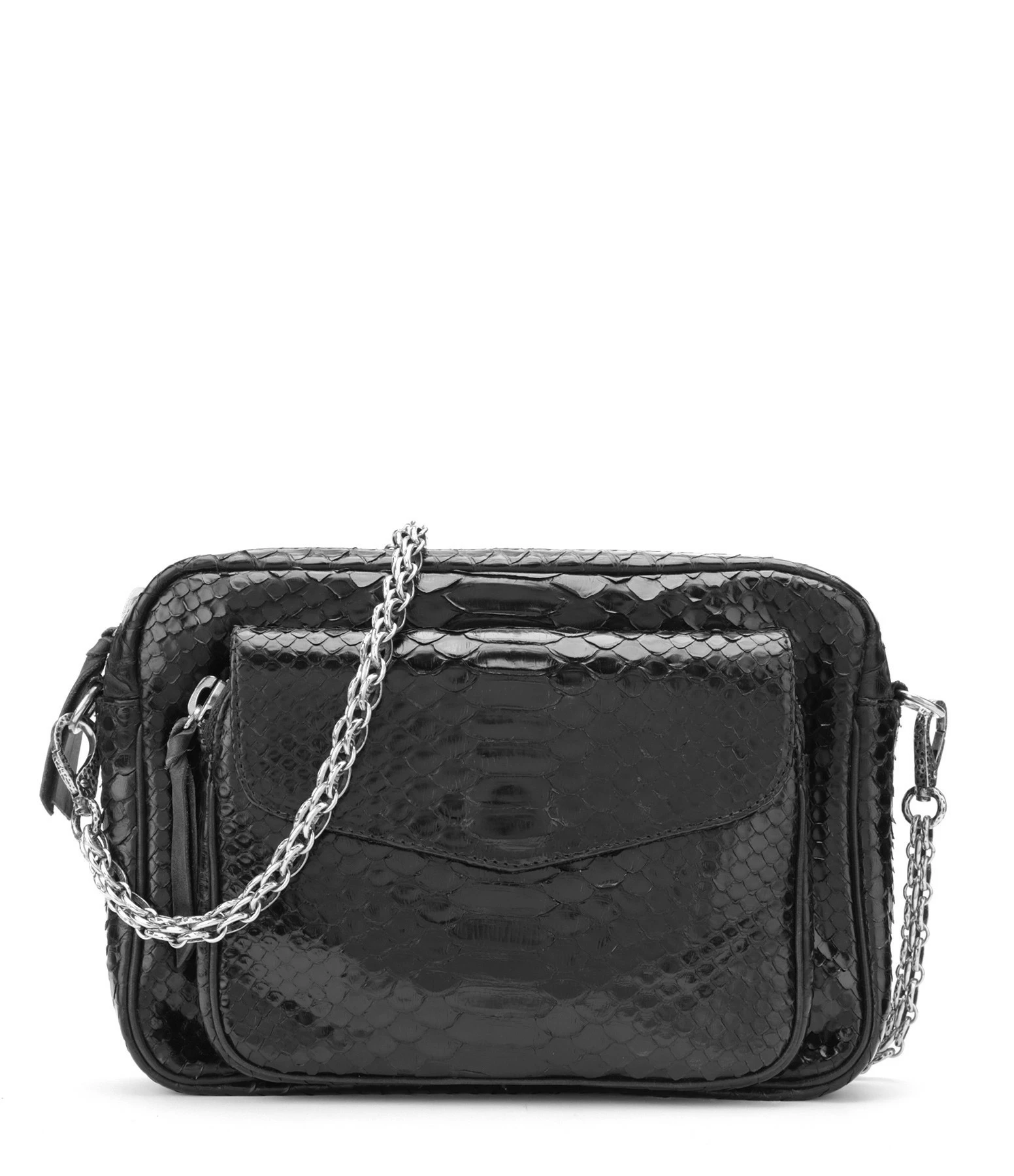 CLARIS VIROT Sac Big Charly Python Chaîne Argentée Noir 3 CLARIS VIROT Sac Big Charly Python Chaîne Argentée Noir