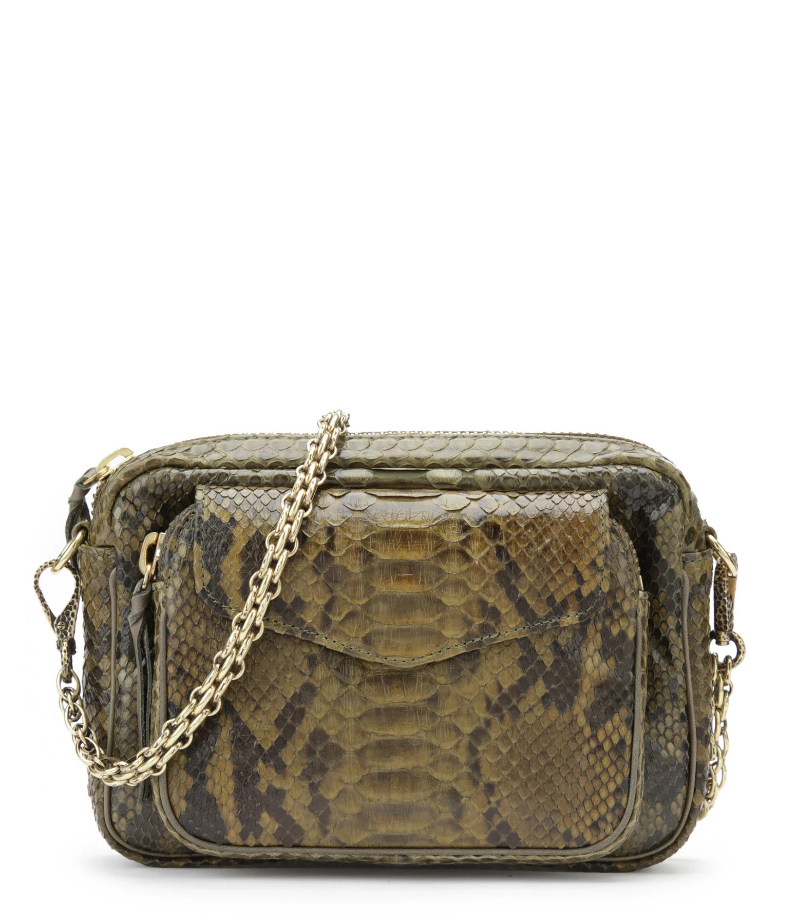 CLARIS VIROT Sac Charly Python Kaki Foncé 3 CLARIS VIROT Sac Charly Python Kaki Foncé