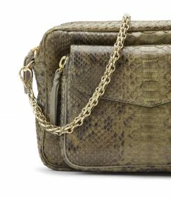 CLARIS VIROT Sac Big Charly Python Kaki Foncé -jerome dreyfuss shop unnamed file 2741
