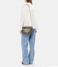 CLARIS VIROT Sac Big Charly Python Kaki Foncé -jerome dreyfuss shop unnamed file 2743