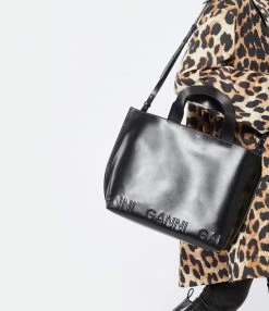 GANNI Cabas Cuir Recyclé Noir -jerome dreyfuss shop unnamed file 277