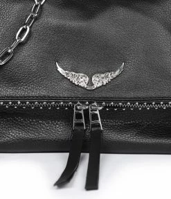 ZADIG & VOLTAIRE Sac Rocky Clous Cuir Grainé Noir -jerome dreyfuss shop unnamed file 2787