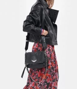 ZADIG & VOLTAIRE Sac Rocky Clous Cuir Grainé Noir -jerome dreyfuss shop unnamed file 2788