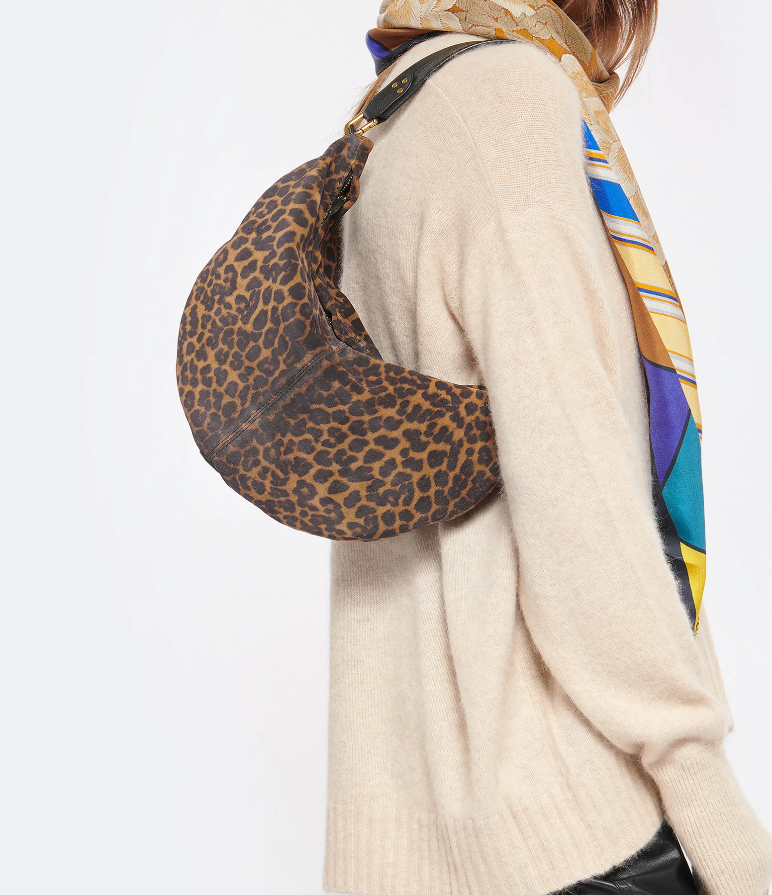 JEROME DREYFUSS Sac Paul Lune Cuir Suédé Léopard 8 JEROME DREYFUSS Sac Paul Lune Cuir Suédé Léopard – Image 6