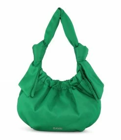 GANNI Sac Hobo Small Recyclé Vert