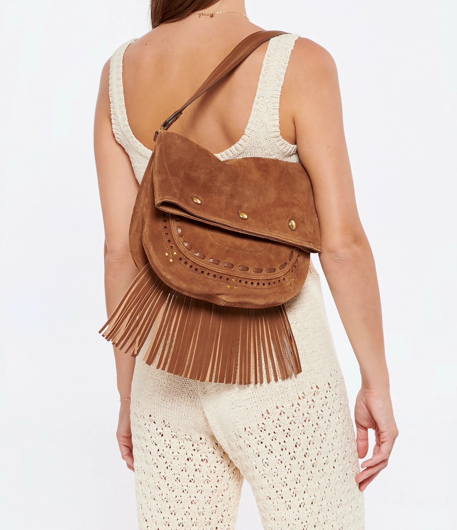 JEROME DREYFUSS Sac Jerry M Cuir Suédé Tabac 6 JEROME DREYFUSS Sac Jerry M Cuir Suédé Tabac – Image 4