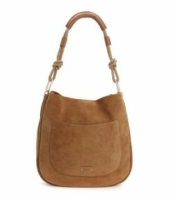 VANESSA BRUNO Sac Hobo Rond Cuir Suédé Ambre