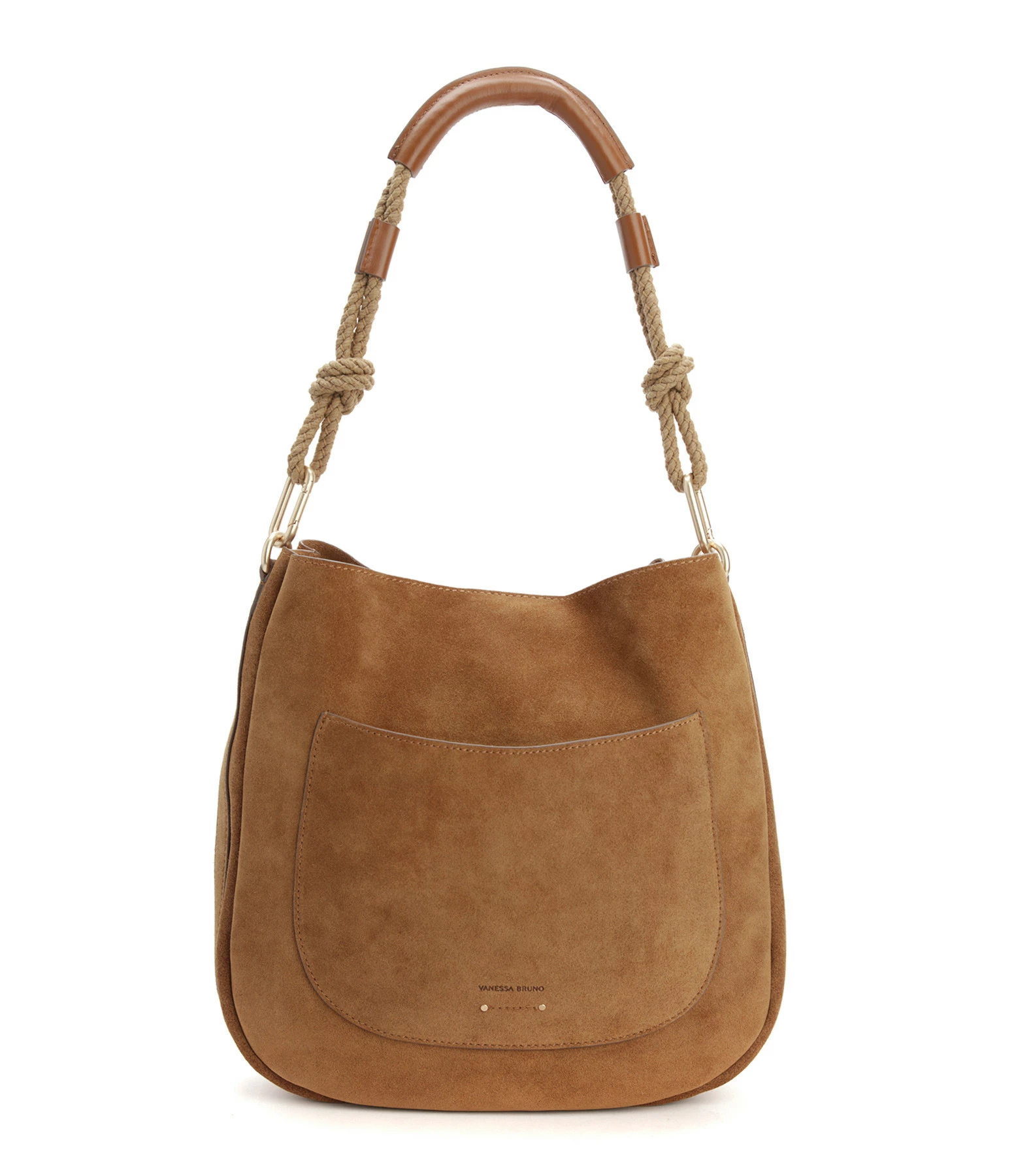 VANESSA BRUNO Sac Hobo Rond Cuir Suédé Ambre 3 VANESSA BRUNO Sac Hobo Rond Cuir Suédé Ambre