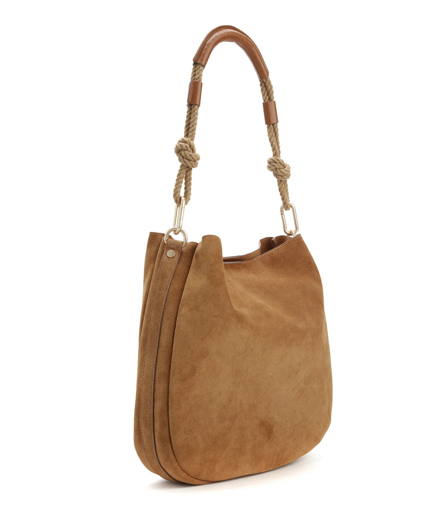 VANESSA BRUNO Sac Hobo Rond Cuir Suédé Ambre 4 VANESSA BRUNO Sac Hobo Rond Cuir Suédé Ambre – Image 2