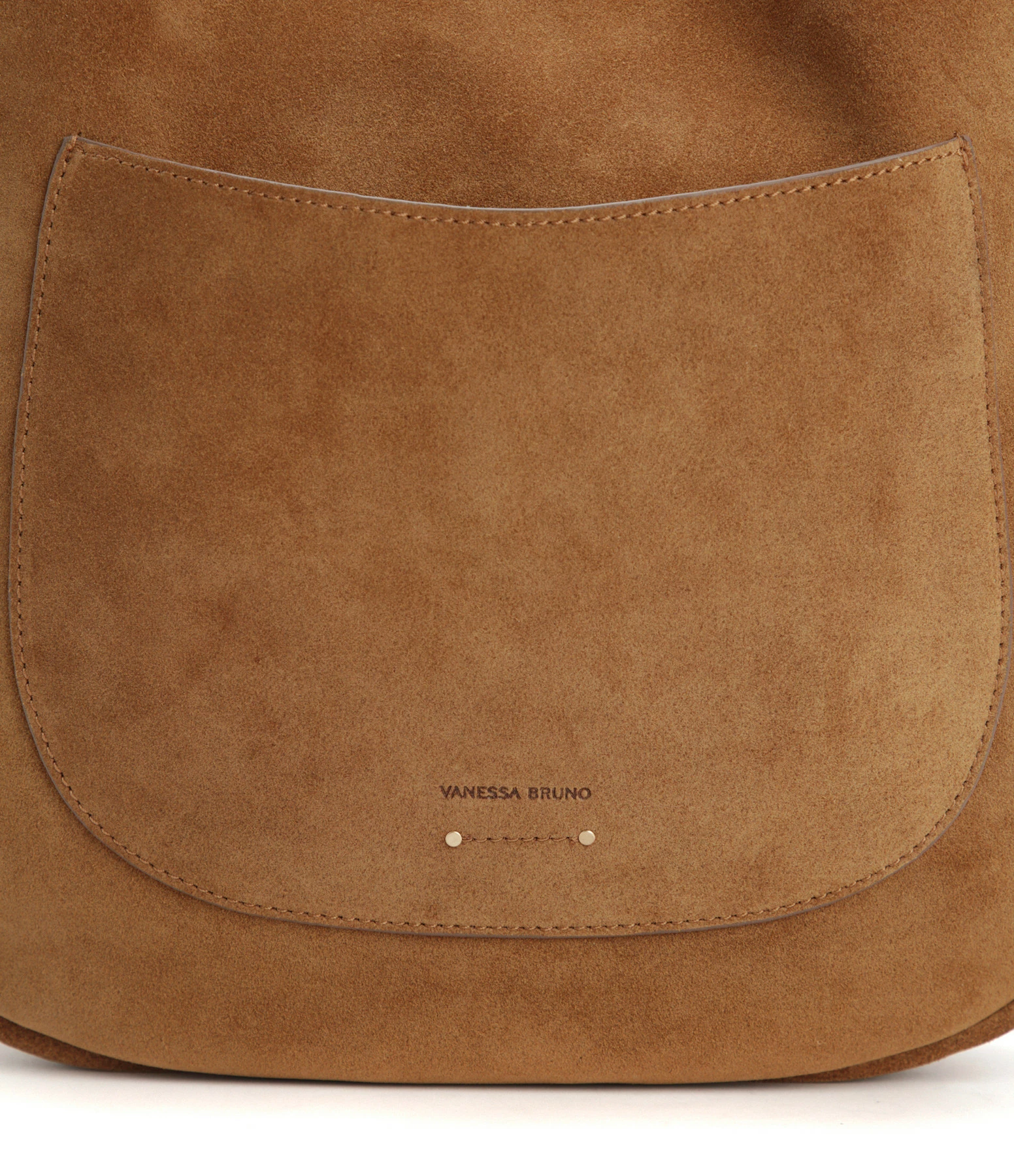 VANESSA BRUNO Sac Hobo Rond Cuir Suédé Ambre 6 VANESSA BRUNO Sac Hobo Rond Cuir Suédé Ambre – Image 4