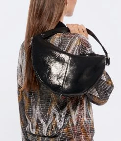 JEROME DREYFUSS Sac Paul Lune Cuir Lamé Noir -jerome dreyfuss shop unnamed file 2830