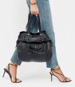 JEROME DREYFUSS Sac Billy M Cuir Grainé Noir Brass -jerome dreyfuss shop unnamed file 2854