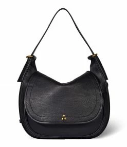 JEROME DREYFUSS Sac Philippe Cuir Grainé Noir Brass