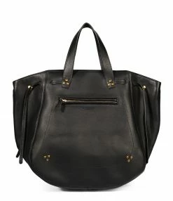 JEROME DREYFUSS Sac Marius Cuir Grainé Noir Brass