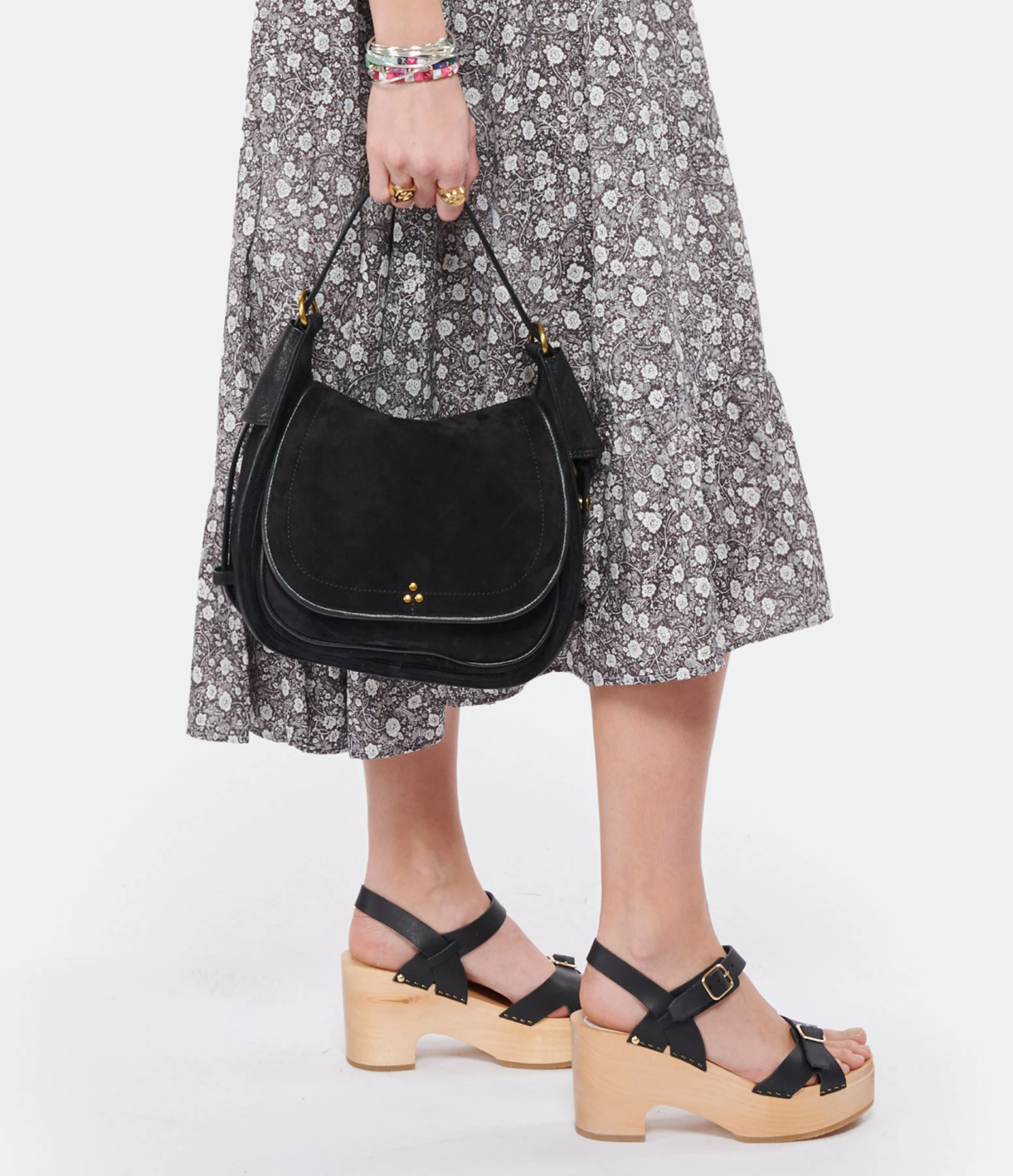 JEROME DREYFUSS Sac Philippe Cuir Suédé Noir 6 JEROME DREYFUSS Sac Philippe Cuir Suédé Noir – Image 5