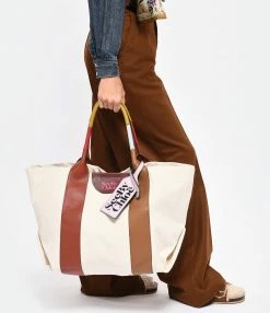 SEE BY CHLOE Cabas Laetizia Toile Cuir Burnt Henna -jerome dreyfuss shop unnamed file 367