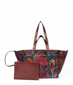 JEROME DREYFUSS Cabas Léon M Velours Imprimé Ikat, Capsule Velours