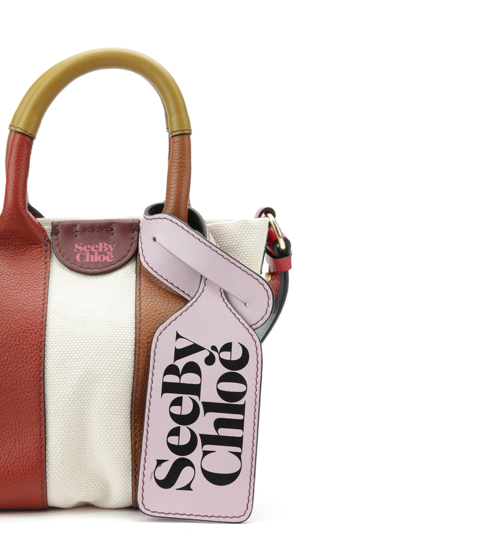 SEE BY CHLOE Mini Cabas Laetizia Toile Cuir Burnt Henna 5 SEE BY CHLOE Mini Cabas Laetizia Toile Cuir Burnt Henna – Image 3