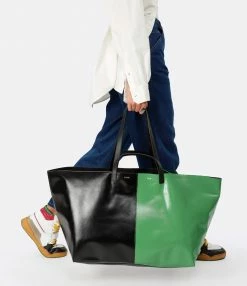 CAHU Cabas Pratique L Toile Noir Vert -jerome dreyfuss shop unnamed file 456