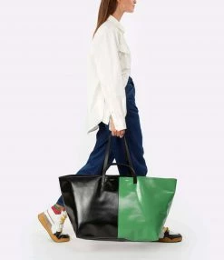 CAHU Cabas Pratique L Toile Noir Vert -jerome dreyfuss shop unnamed file 457