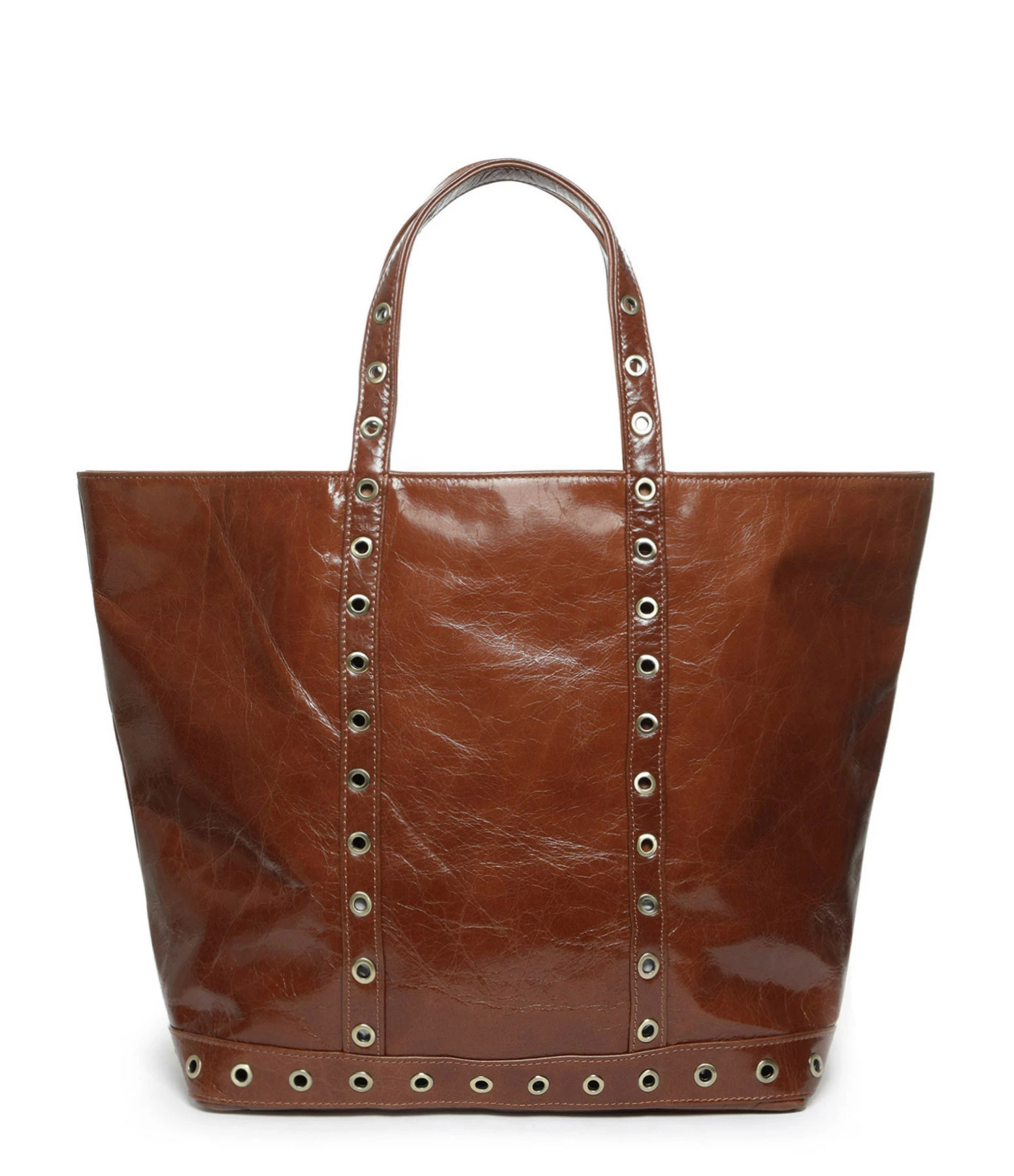 VANESSA BRUNO Cabas M Cuir Vachette Œillets Havane 3 VANESSA BRUNO Cabas M Cuir Vachette Œillets Havane