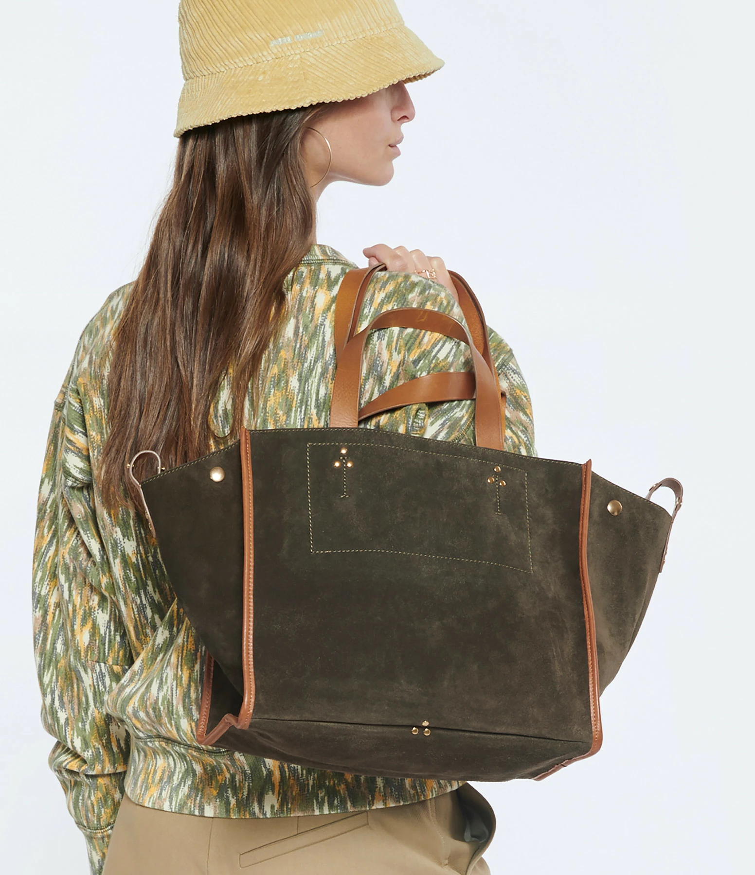 JEROME DREYFUSS Cabas Léon M Cuir Suédé Avocat 7 JEROME DREYFUSS Cabas Léon M Cuir Suédé Avocat – Image 5