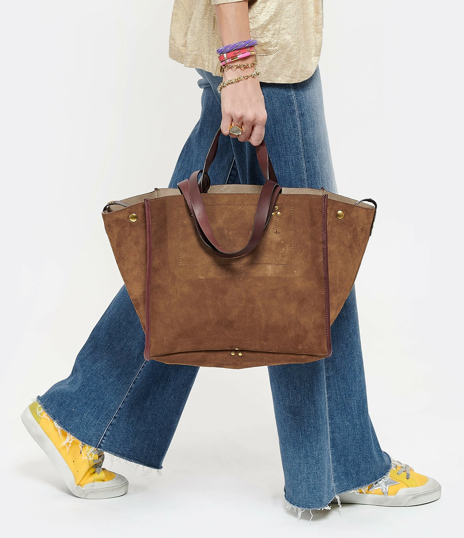 JEROME DREYFUSS Cabas Léon M Cuir Suédé Tabac 8 JEROME DREYFUSS Cabas Léon M Cuir Suédé Tabac – Image 6