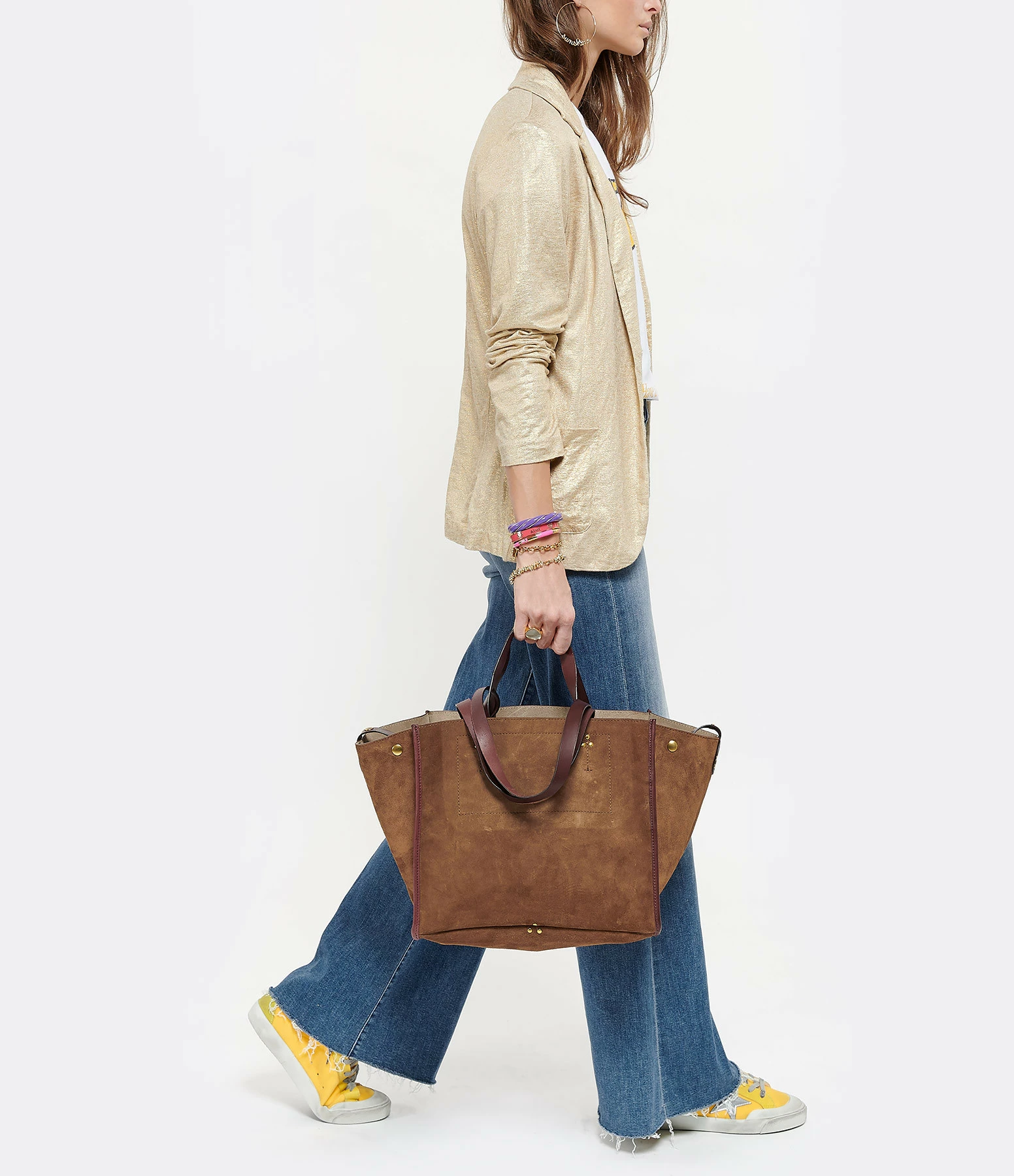 JEROME DREYFUSS Cabas Léon M Cuir Suédé Tabac 9 JEROME DREYFUSS Cabas Léon M Cuir Suédé Tabac – Image 7