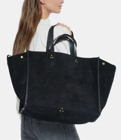 JEROME DREYFUSS Cabas Léon M Cuir Suédé Noir -jerome dreyfuss shop unnamed file 567