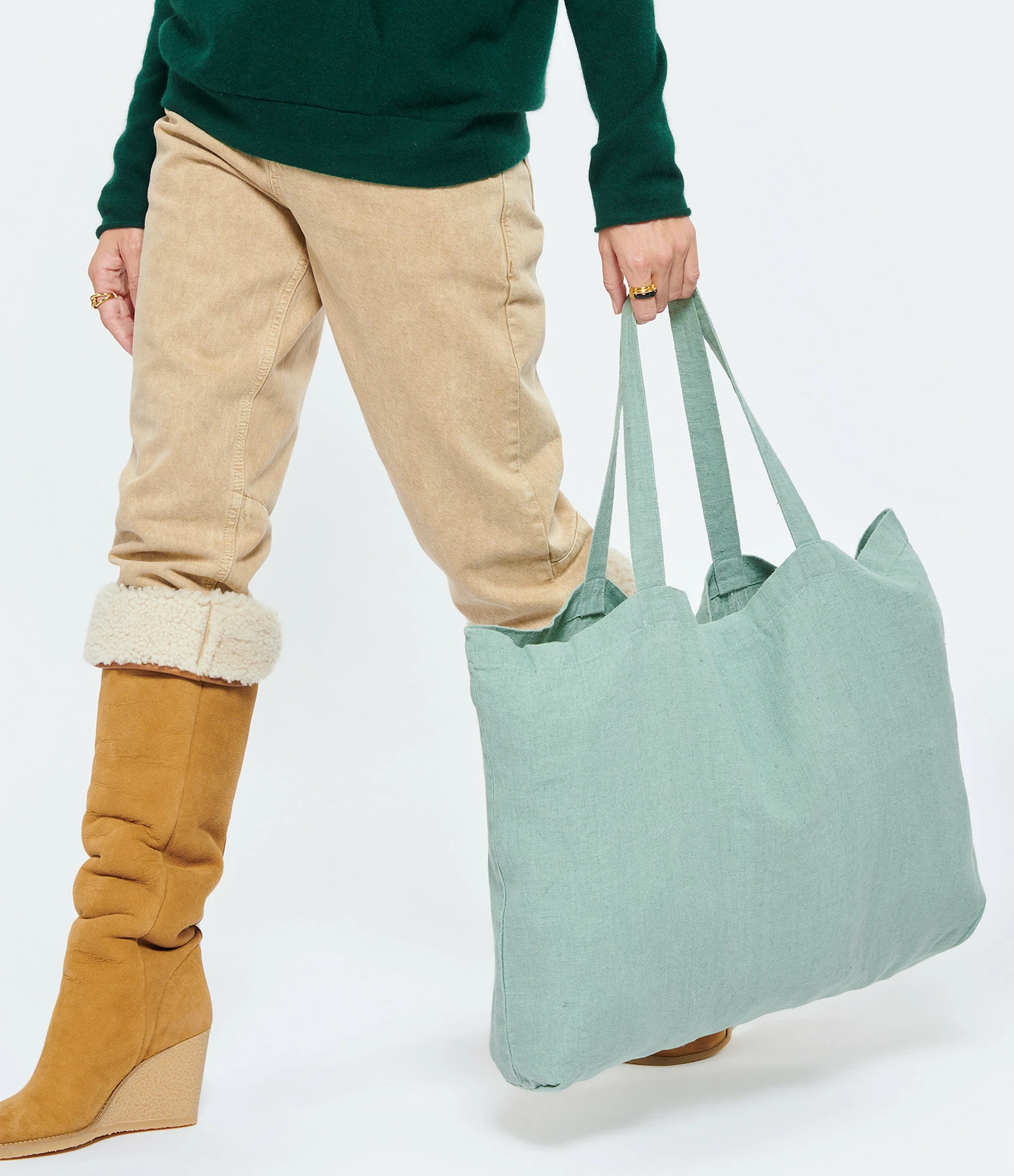 HAOMY Sac Lavezzi Lin Céladon 6 HAOMY Sac Lavezzi Lin Céladon – Image 4