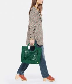 MIZELE Cabas Fish Net Medium Lurex Émeraude -jerome dreyfuss shop unnamed file 584