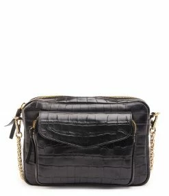 Sac Big Charly Cuir Embossé Croco Noir, Collaboration Lulli X Claris Virot
